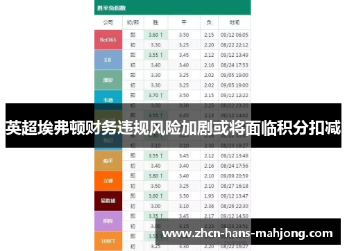 英超埃弗顿财务违规风险加剧或将面临积分扣减 英超埃弗顿财务违规风险加剧或将面临积分扣减