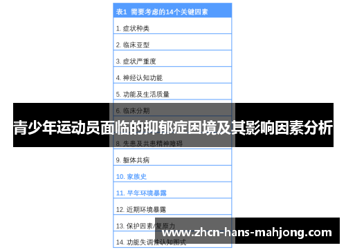 青少年运动员面临的抑郁症困境及其影响因素分析