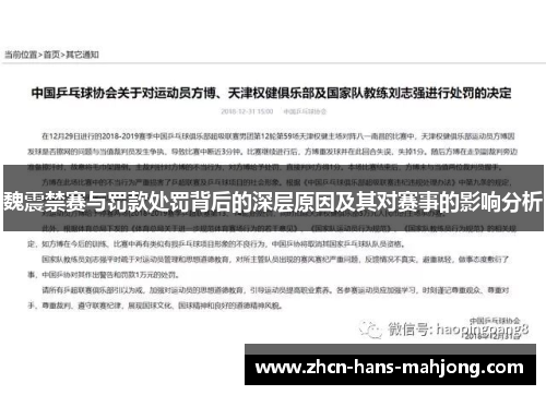 魏震禁赛与罚款处罚背后的深层原因及其对赛事的影响分析
